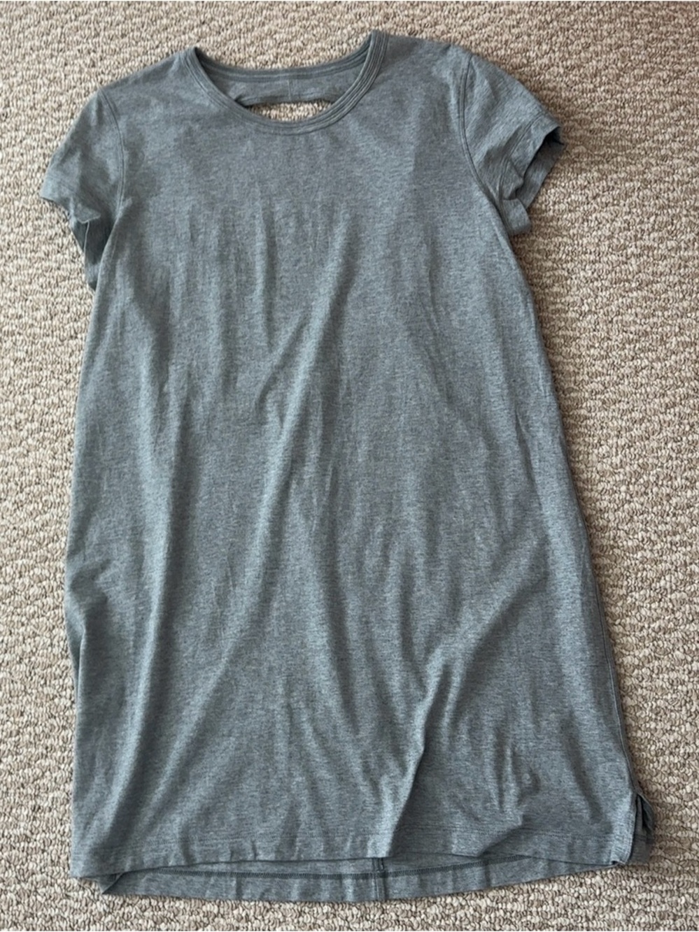 Lululemon Grey Open Back T-Shirt Dress Heathered Keyhole Cutout Casual